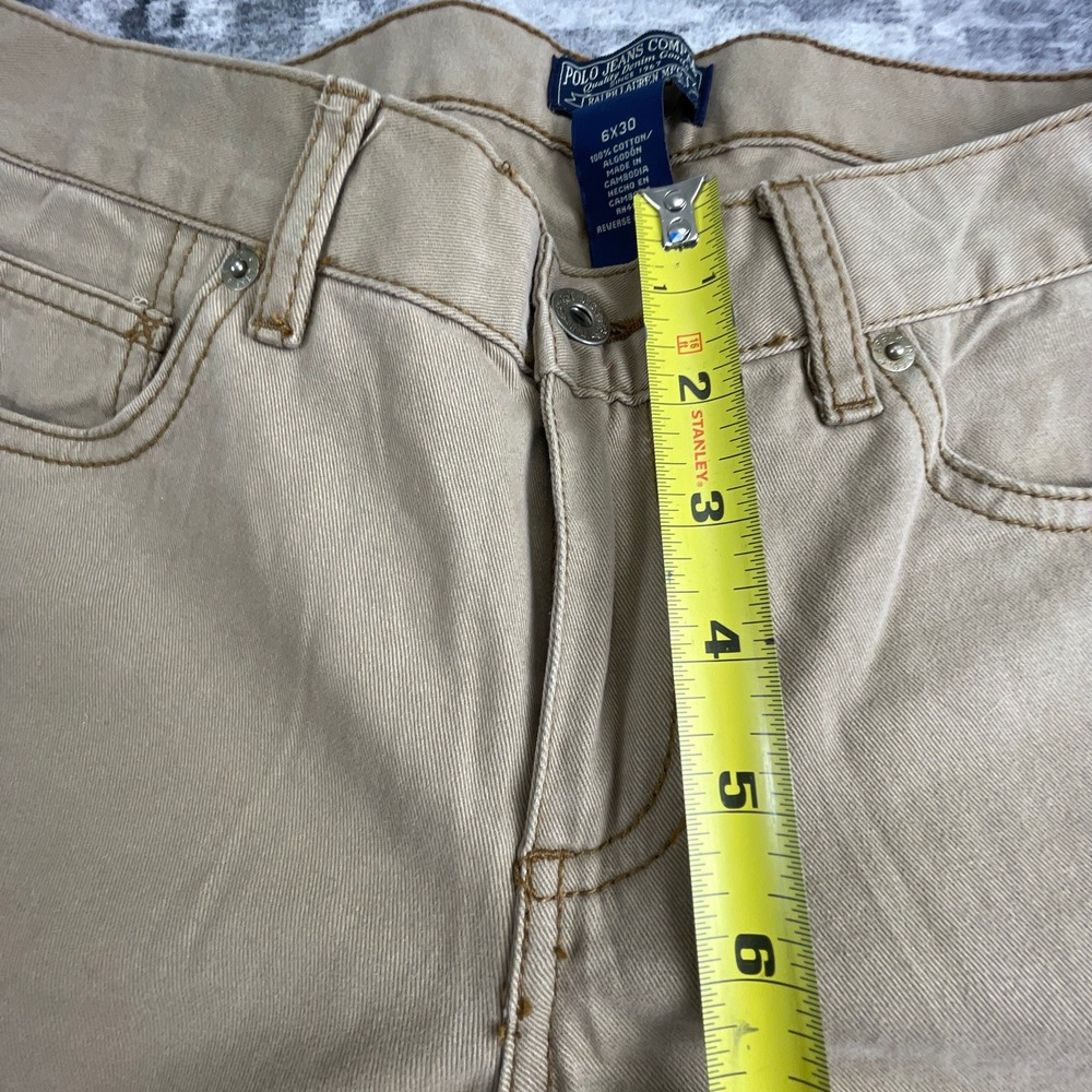 Polo Jeans Company Womens 6x30 Low‎ Rise Boot Cut Jeans Light Brown Tan Cotton - Picture 6 of 12